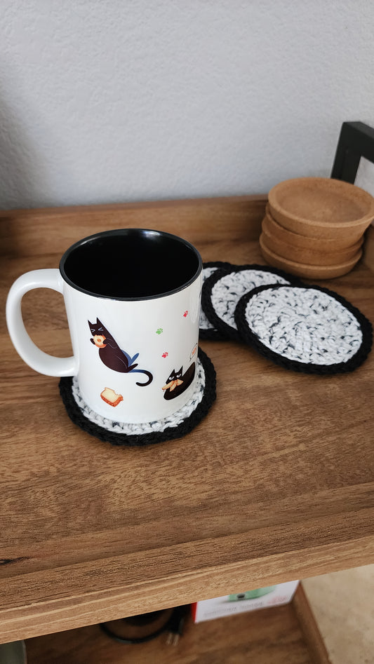 Cookies & Cream Crochet Coaster Set — Handmade Oreo-Inspired Coasters (Set of 4)