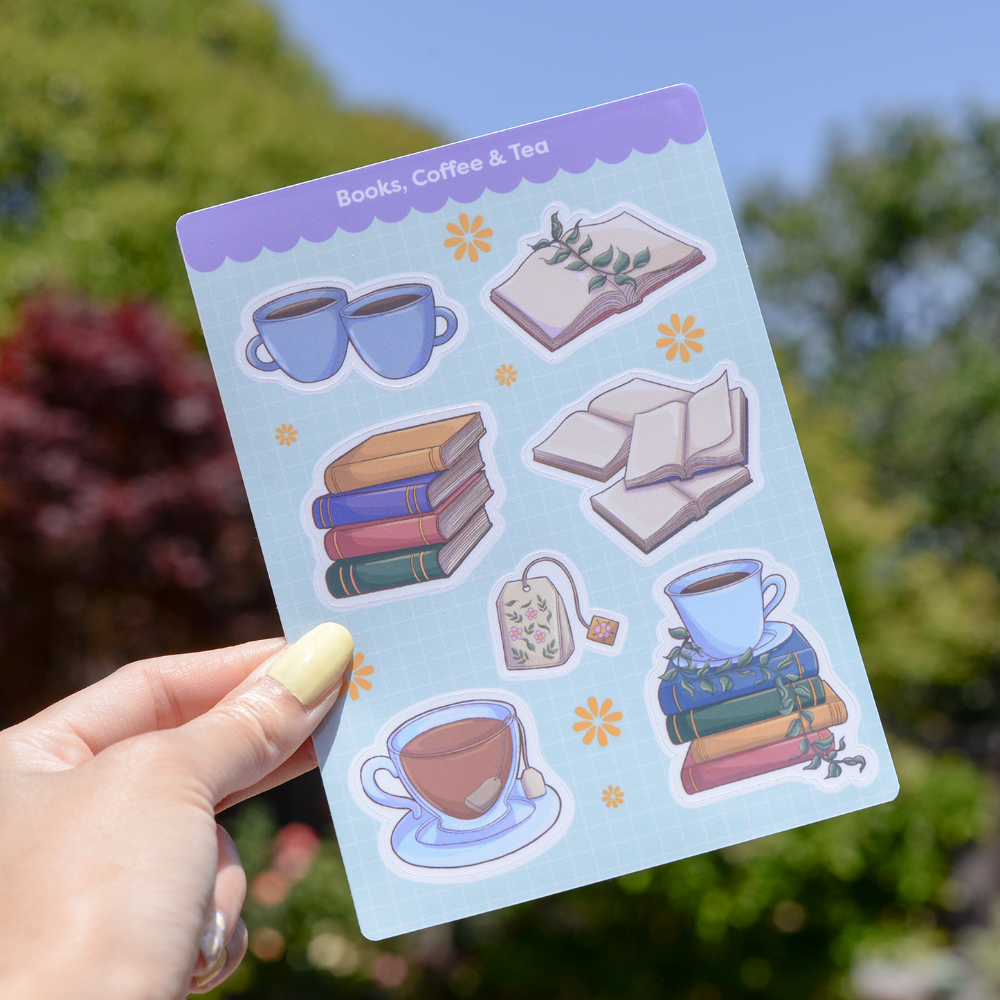 Books, Tea & Coffee Sticker Sheet