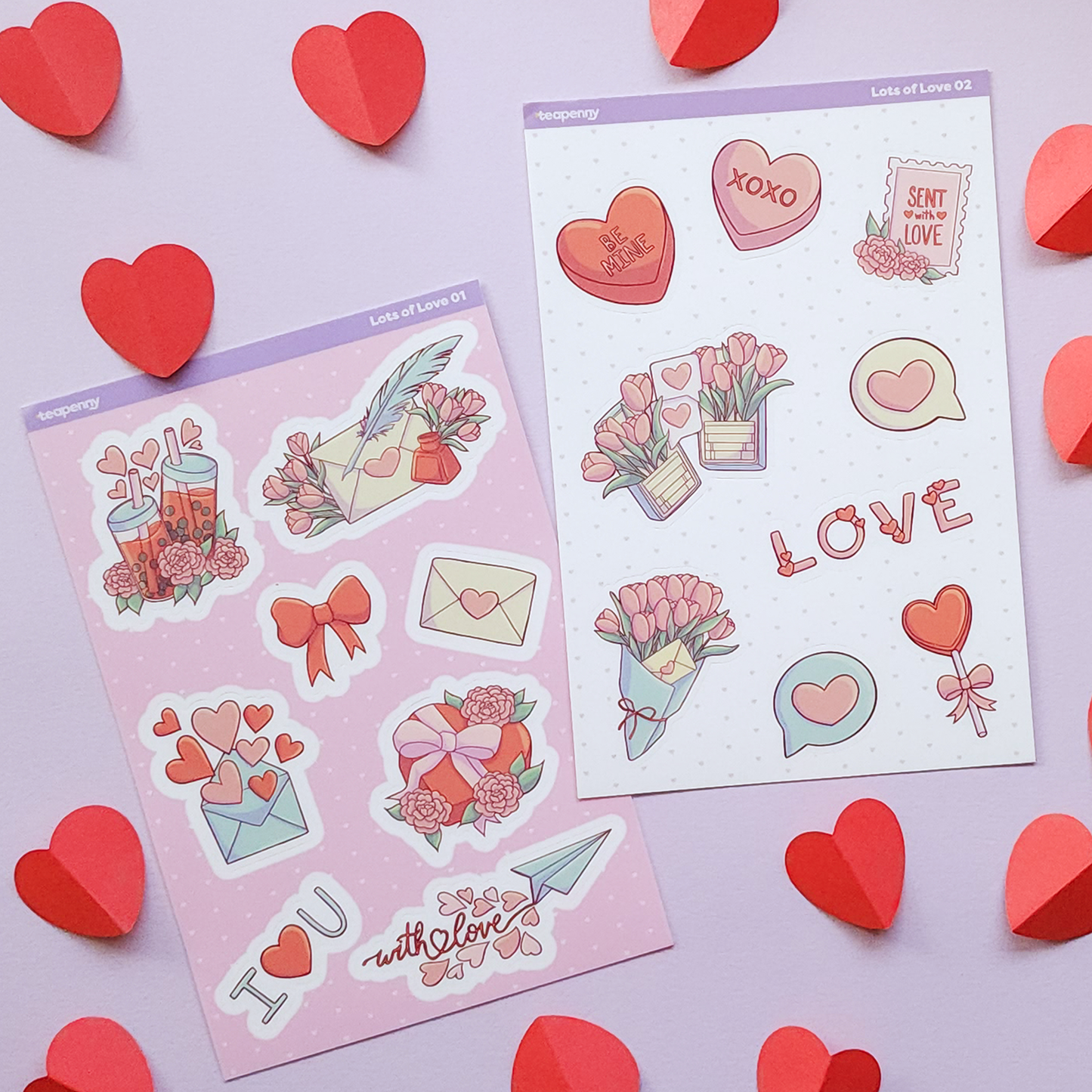 Lots of Love Sticker Sheets – Romantic & Cozy Valentine's Stickers