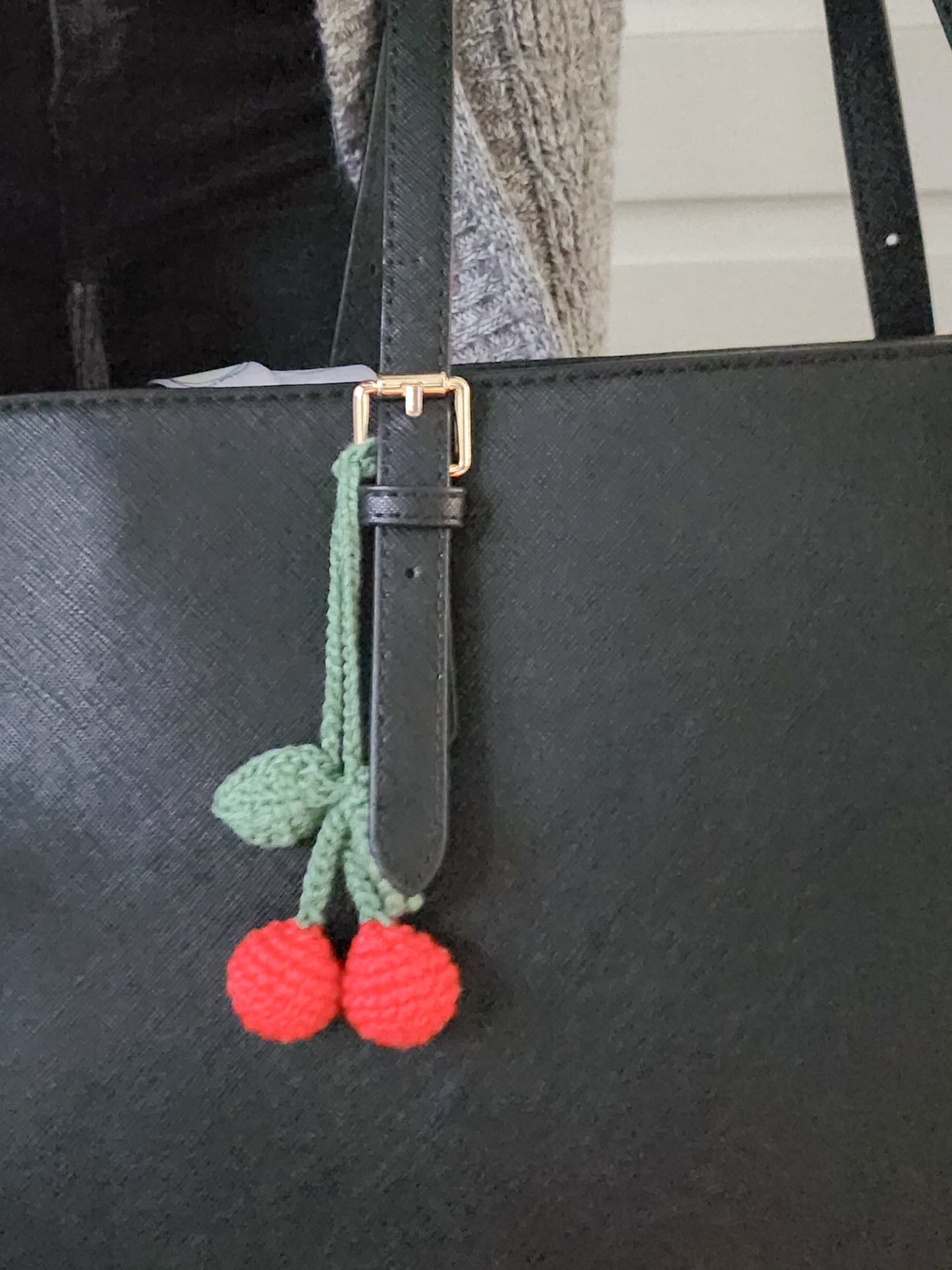 Cute Cherry Bag Charm —  Crochet Cherry Fruit Keychain