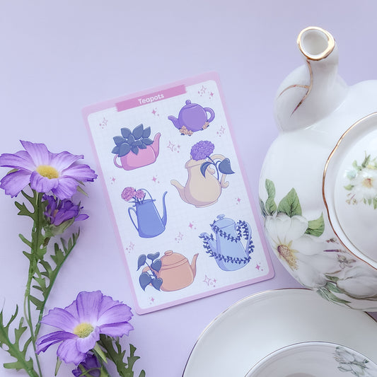Teapots & Flowers Sticker Sheet
