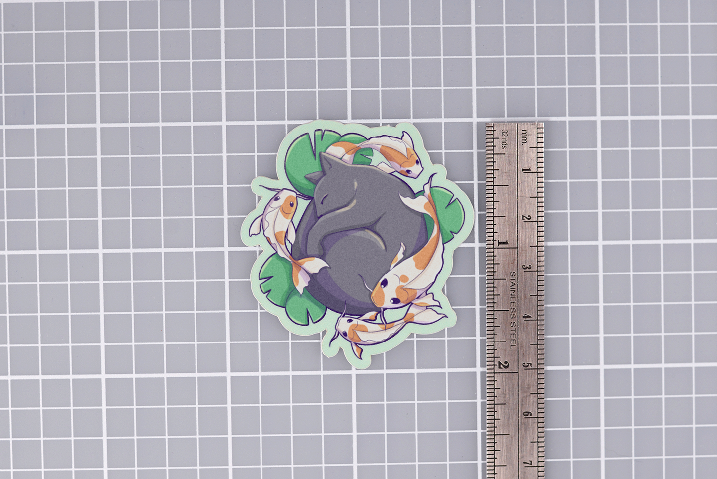 Kitty and Koi Fishes Sticker